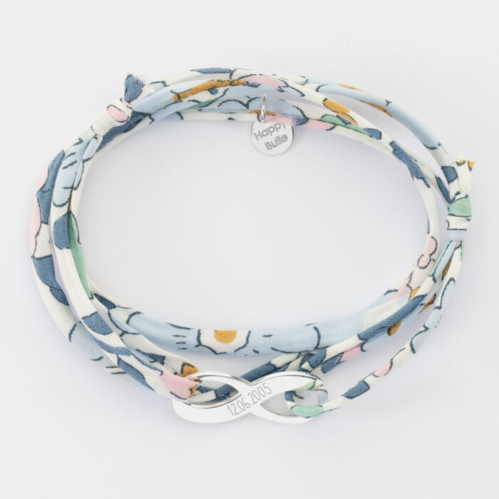 Bracelet 3 tours Liberty personnalisé médaille gravée argent infini 25x10mm - texte