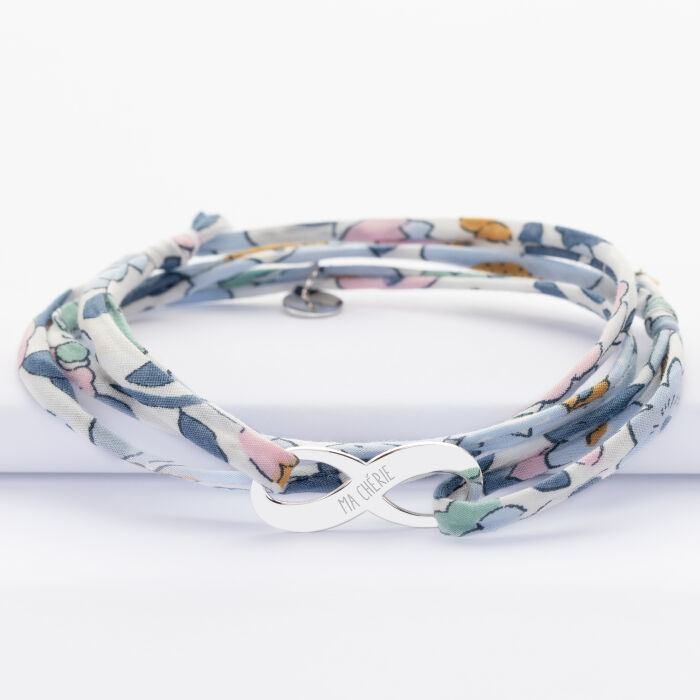 Bracelet 3 tours Liberty personnalisé médaille gravée argent infini 25x10mm - heure