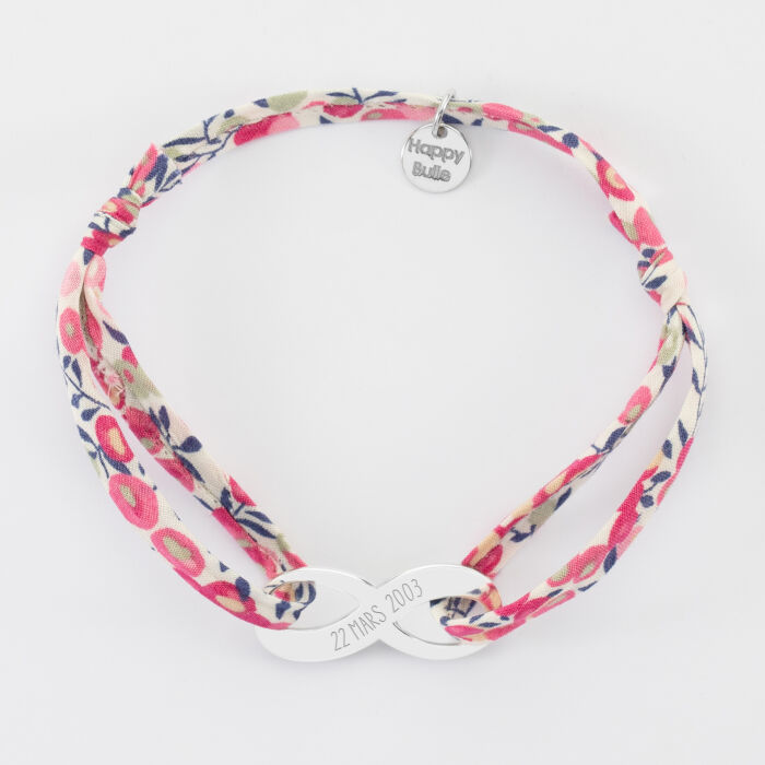 Liberty bracelet medal engraved silver infinity 25x10mm