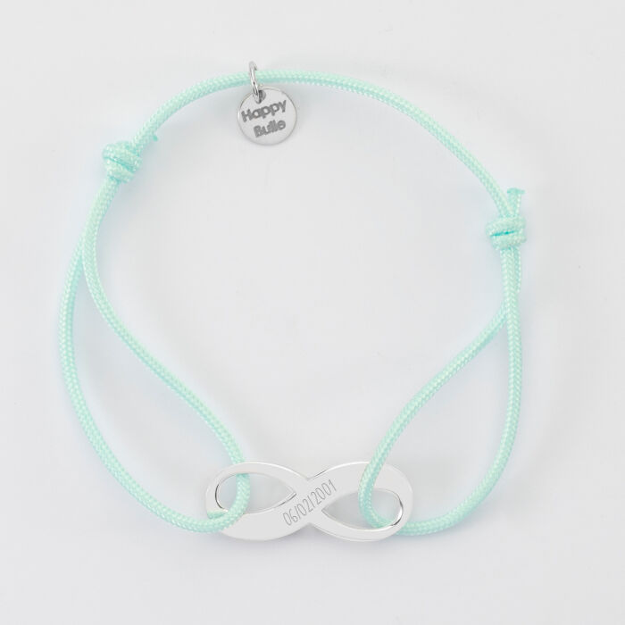 Personalized bracelet medal engraved silver infinity 25x10mm