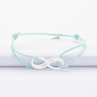 Bracelet personnalisé médaille gravée argent infini 25x10mm - 2 Bracelet personnalisé médaille gravée argent infini 25x10mm - 2