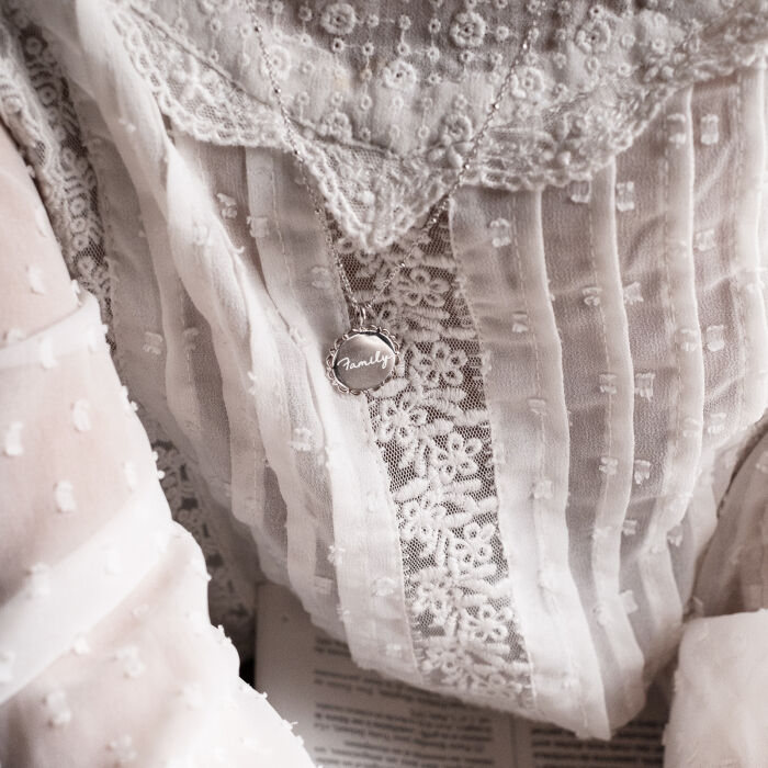 Personalised Vintage engraved silver medallion pendant 17 mm