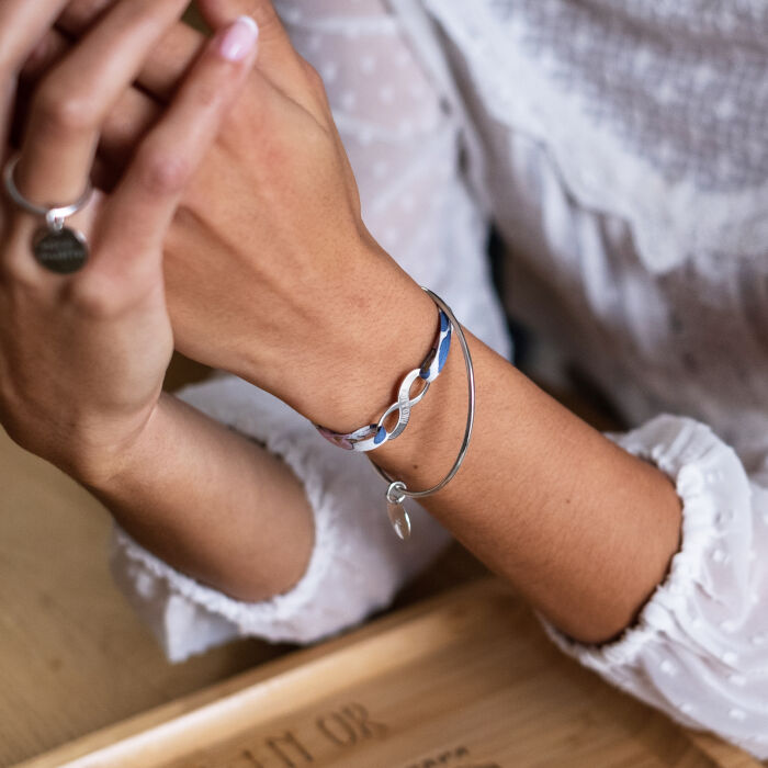 Liberty bracelet medal engraved silver infinity 25x10mm