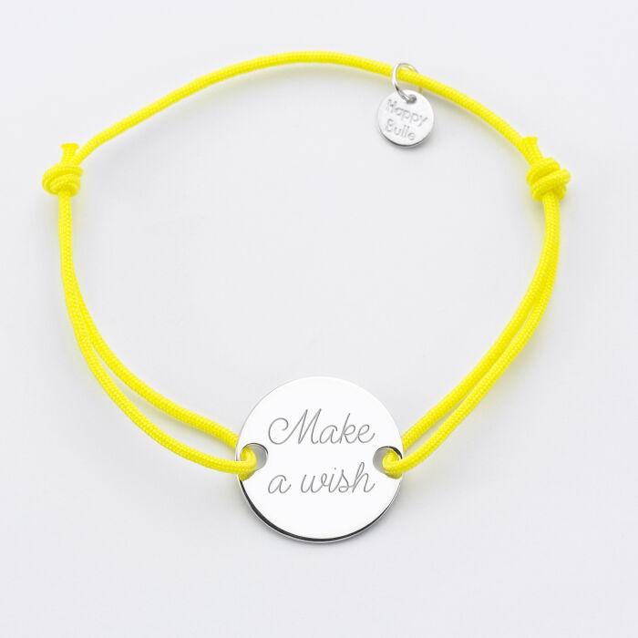 Bracelet personnalisé médaille gravée argent 2 trous 20mm texte