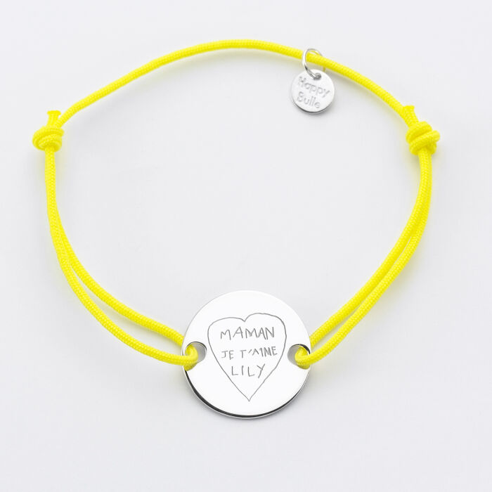 Bracelet personnalisé médaille gravée argent 2 trous 20mm écrits