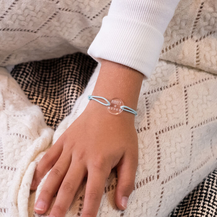 Engraved children's identification 2-hole medallion bracelet 17mm 1