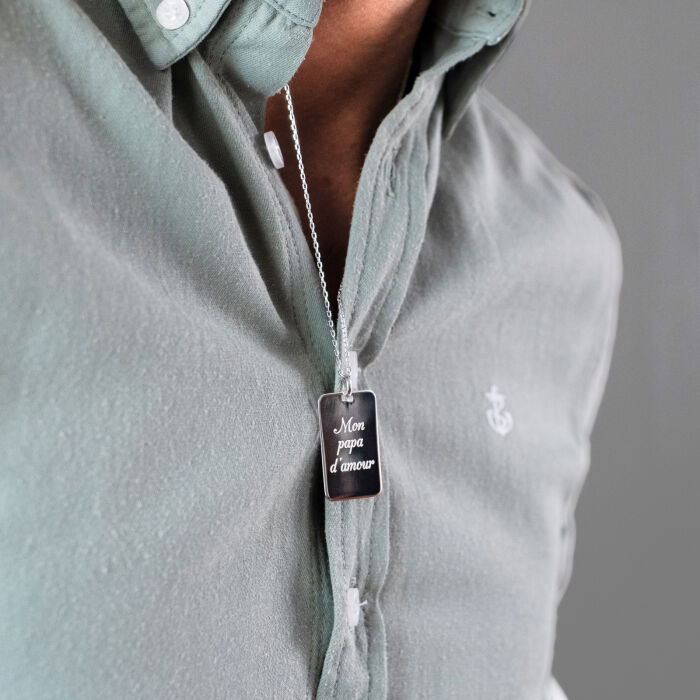 Personalised gents engraved silver medallion pendant 20x32mm imprints