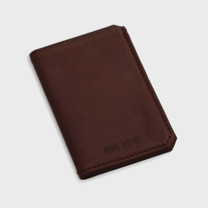 Porte-carte personnalisé double volets cuir couleur fauve 6,8x9,8cm - prrénoms