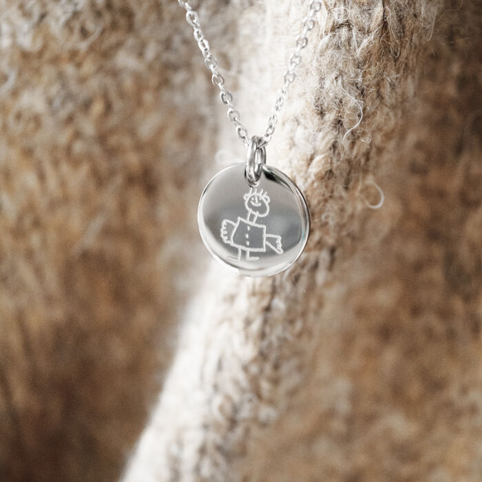 Pendentif homme personnalisé médaille gravée acier 20 mm - zoom