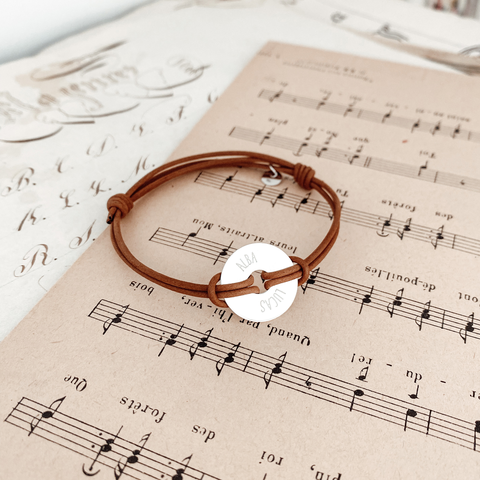 Personalised Men's Leather Cord Bracelet with Engraved Silver Open