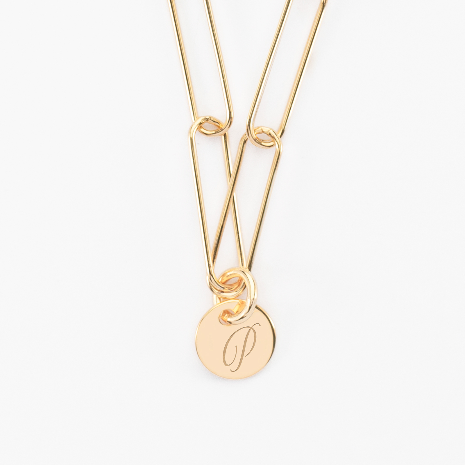Personalised Gold-Plated Large Link Chain Necklace with Engraved Charm ...