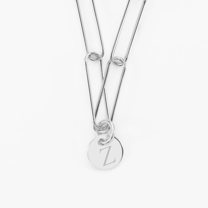 Personalised pendant large mesh medal engraved silver 10 mm