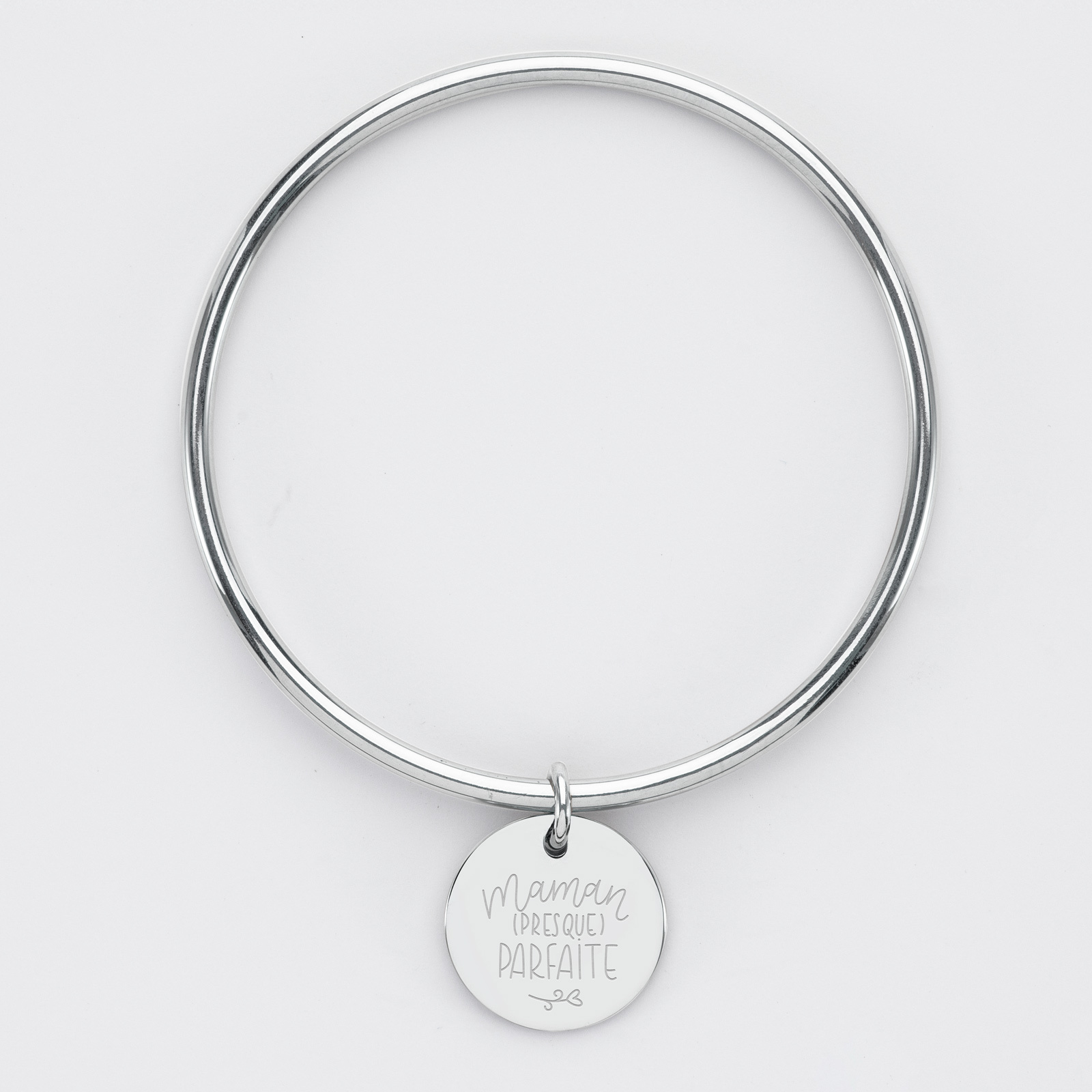 Bracelet Jonc à Pampilles En Acier Argenté - Diamètre 660 Mm - Neuf Avec étiquettes - Style Médaille
