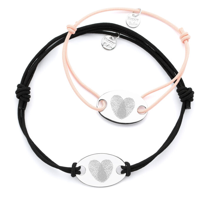 Duo de bracelets personnalisés médailles gravée argent ovale 2 trous 25x16 mm empreintes