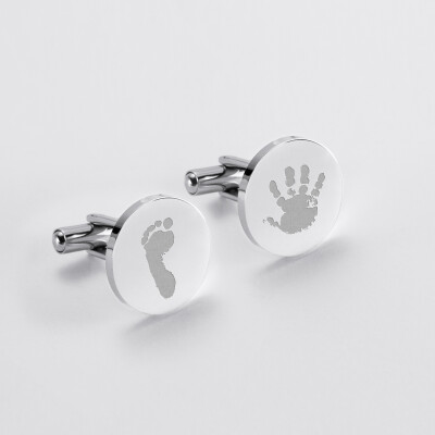 Personalised engraved round silver cufflinks 18mm - imprints