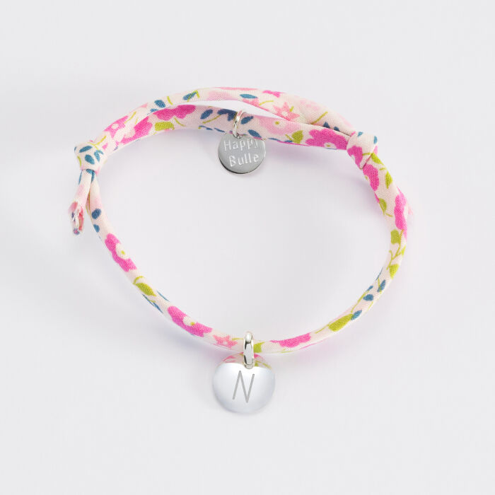 Personalised children's engraved initial silver Liberty medallion bracelet 10mm - 4