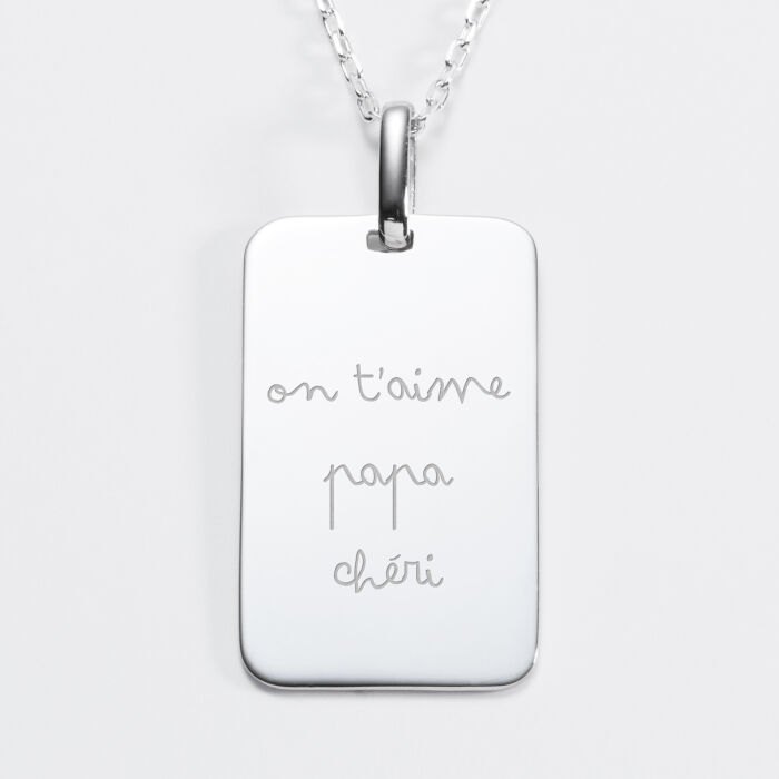 Personalised gents engraved silver medallion pendant 20x32mm writing