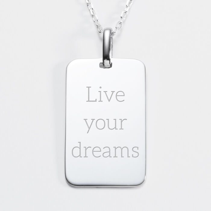 Pendentif homme personnalisé médaille gravée argent 20x32 mm texte