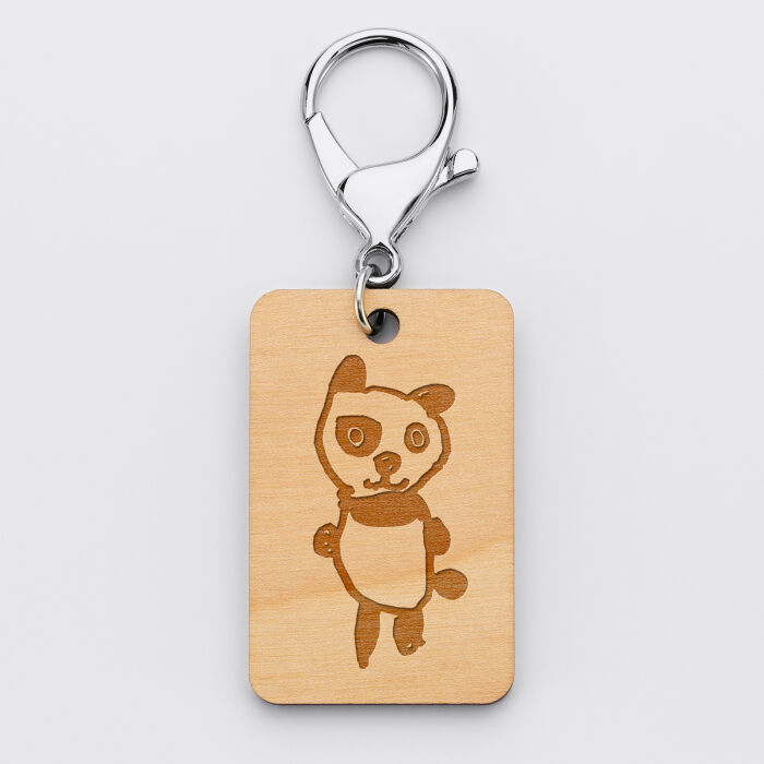 Porte clé personnalisé gravé bois médaille rectangle 55x35 mm dessin