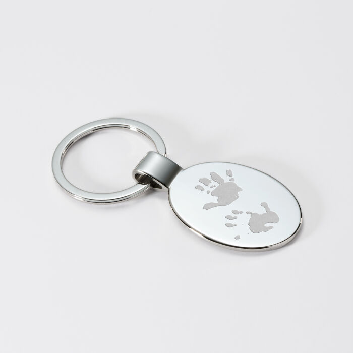 Porte clé personnalisé gravé acier ovale 30x41 mm - empreinte