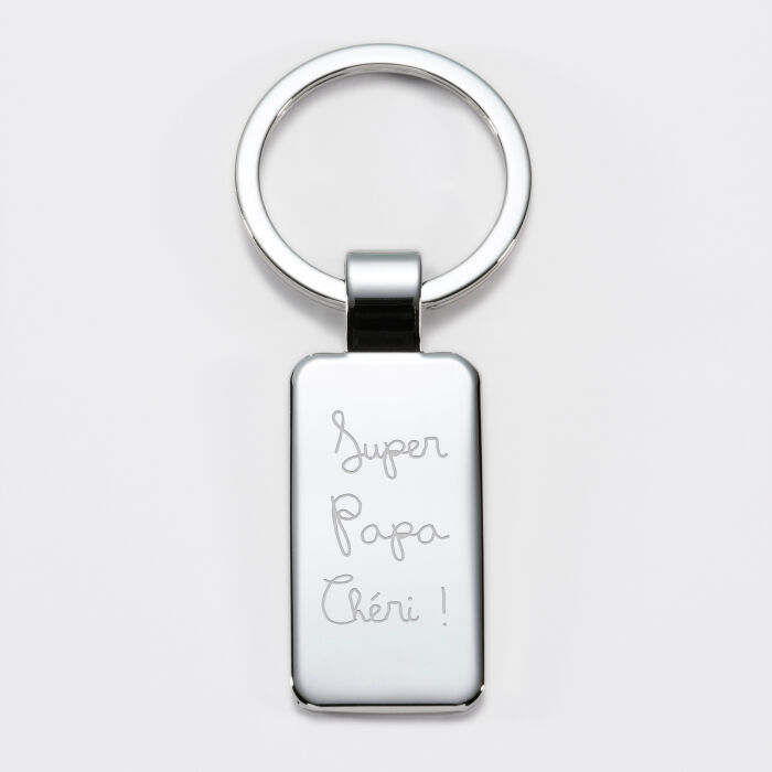 Porte clé personnalisé acier rectangle 41x22 mm - texte