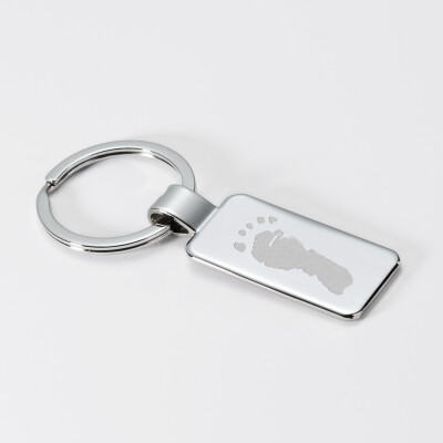 Porte clé personnalisé acier rectangle 41x22 mm - empreinte