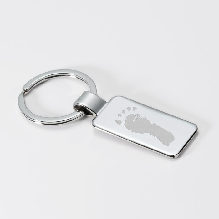 Porte clé personnalisé acier rectangle 41x22 mm - empreinte