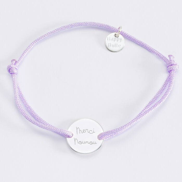 Bracelet personnalisé médaille gravée argent 2 trous 15mm - texte