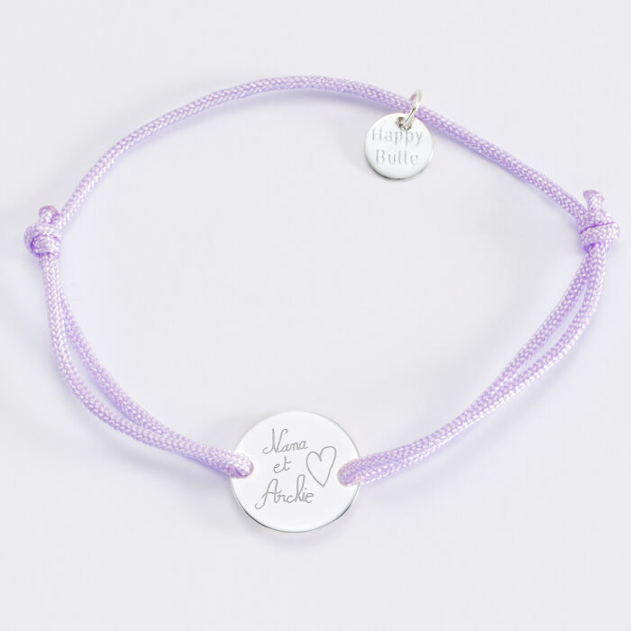 Bracelet personnalisé médaille gravée argent 2 trous 15mm - écrits