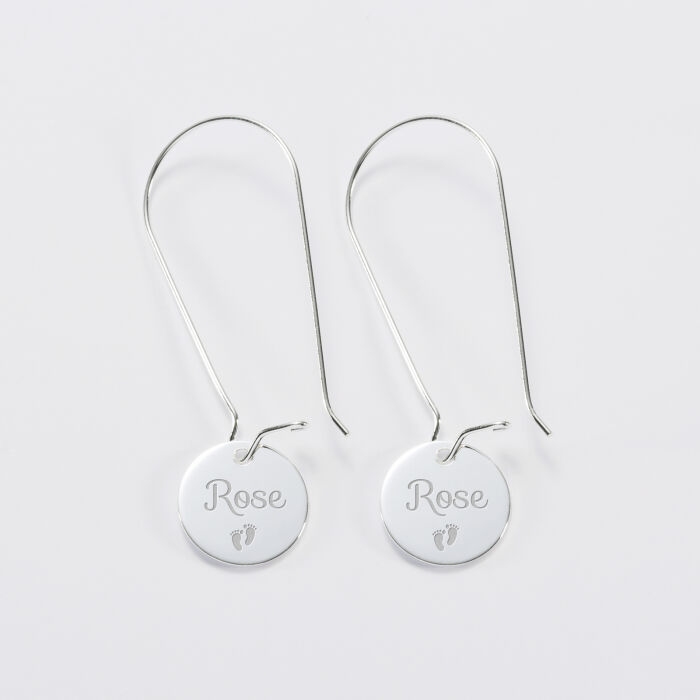 Boucles d'oreilles longues personnalisées gravées argent 15 mm - prénoms
