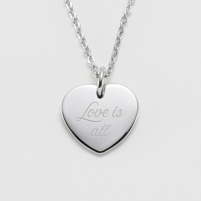 Pendentif personnalisé médaille gravée acier coeur 20x18 mm - texte