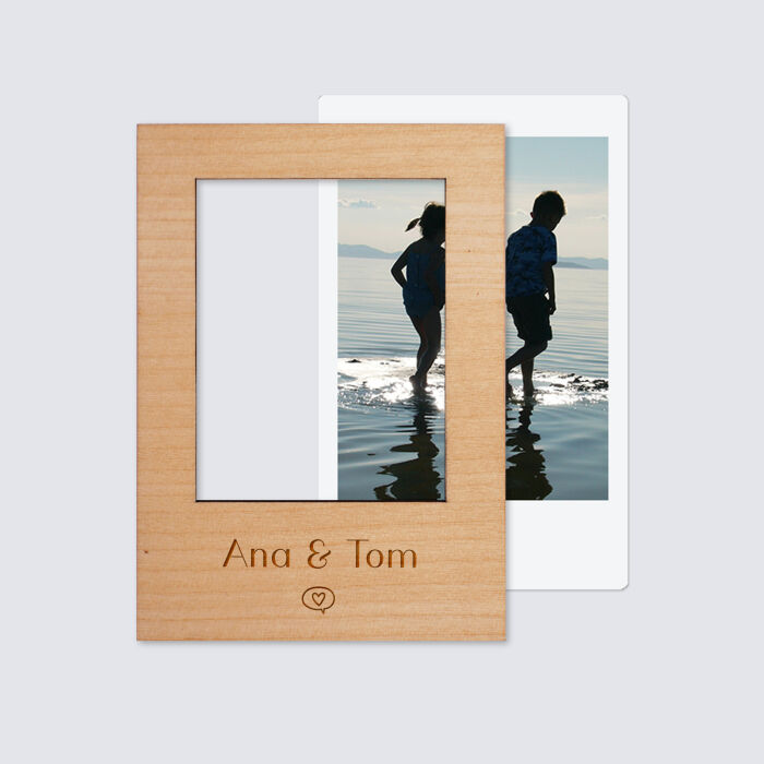 Personalised Polaroid frame engraved wood small size 68x97 mm