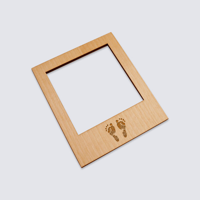 Cadre polaroïd personnalisé gravé bois aimanté grand format 92x108 mm - empreintes