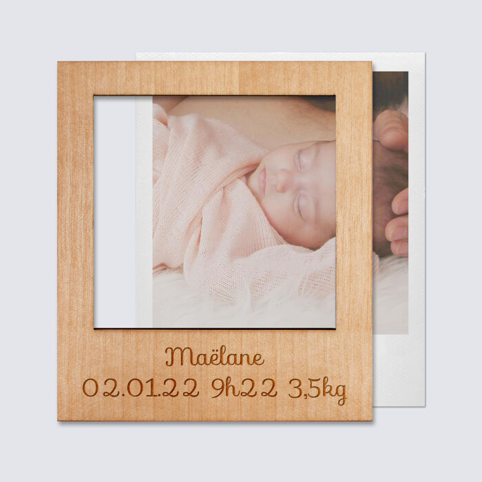 Personalised Polaroid frame engraved wood large size 92x108 mm