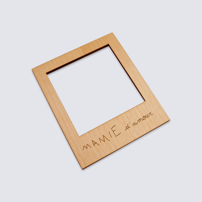 Cadre polaroïd personnalisé gravé bois aimanté grand format 92x108 mm - manuscrit