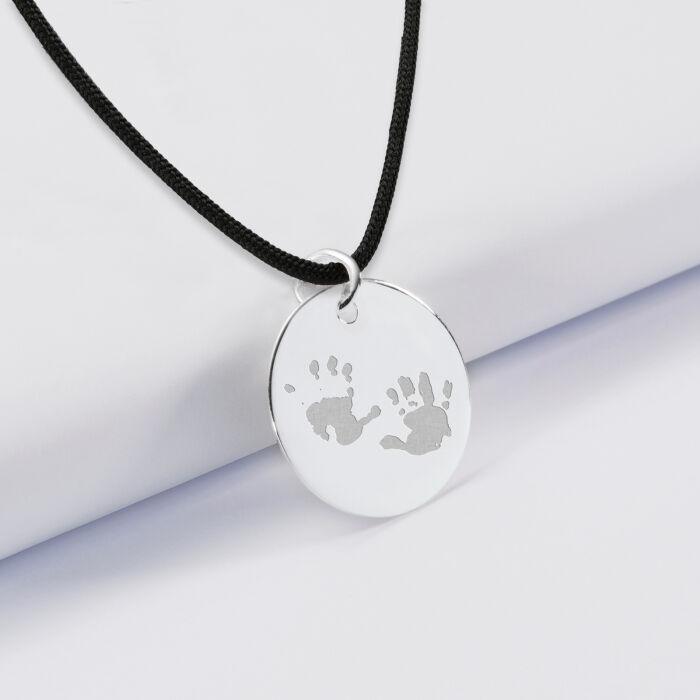 Personalised pendant engraved silver 19mm - Our small imperfections