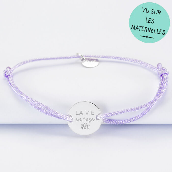 Bracelet personnalisé médaille gravée argent 2 trous 15mm illustration