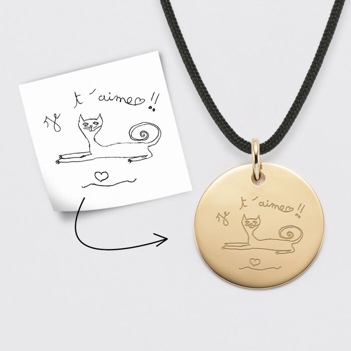 Personalised pendant engraved gold-plated 19mm  - Our small imperfections