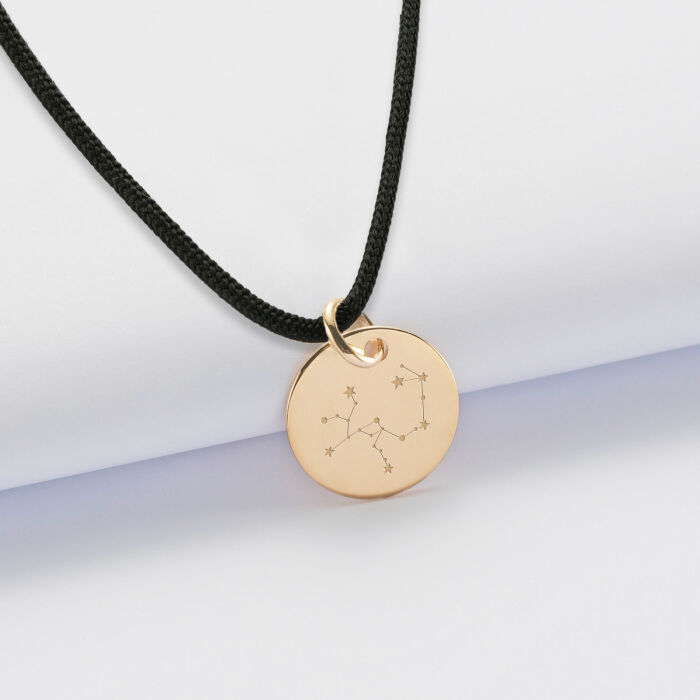 Pendentif personnalisé médaille gravée plaqué or 15 mm  - Nos petits imparfaits - constellation