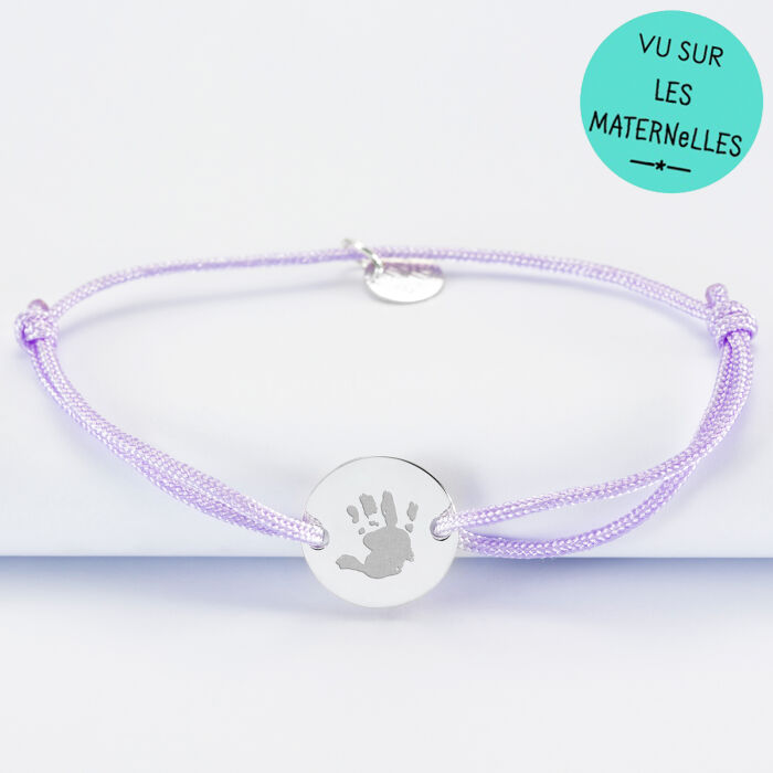 Bracelet personnalisé médaille gravée argent 2 trous 15mm empreinte