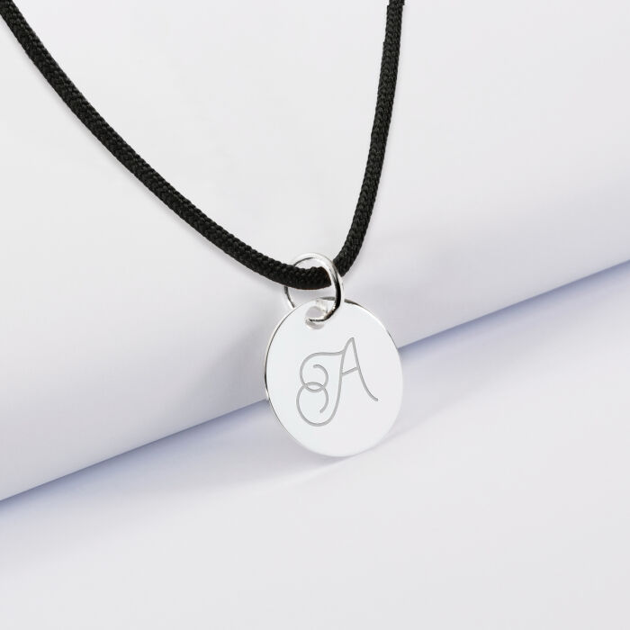 Personalised engraved silver medallion pendant 15mm  - Our small imperfections