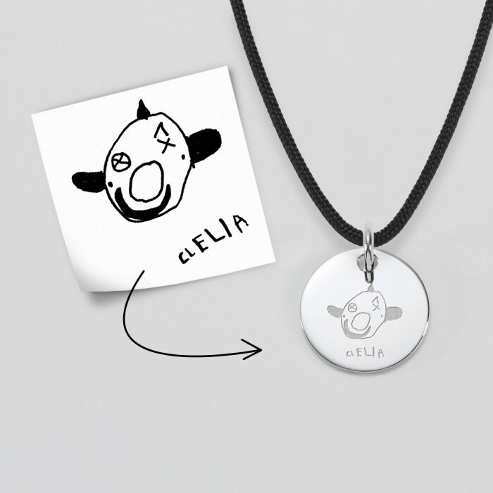 Personalised engraved silver medallion pendant 15mm  - Our small imperfections