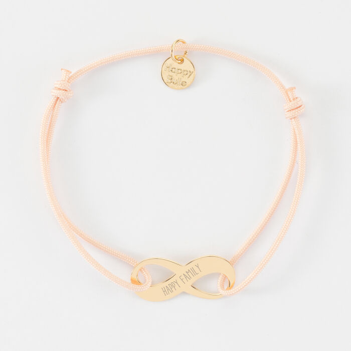 Bracelet infini personnalisé médaille gravée plaqué or 23x10mm - texte 2