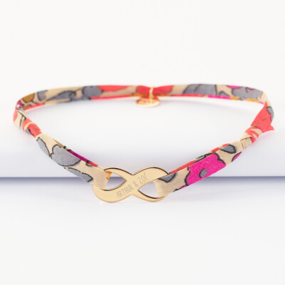 Bracelet infini Liberty médaille gravée plaqué or 23x10mm - prénoms 3