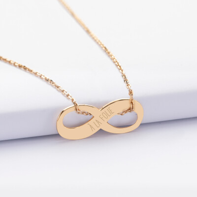 Pendentif personnalisé médaille gravée plaqué or infini 25x10mm - texte 2