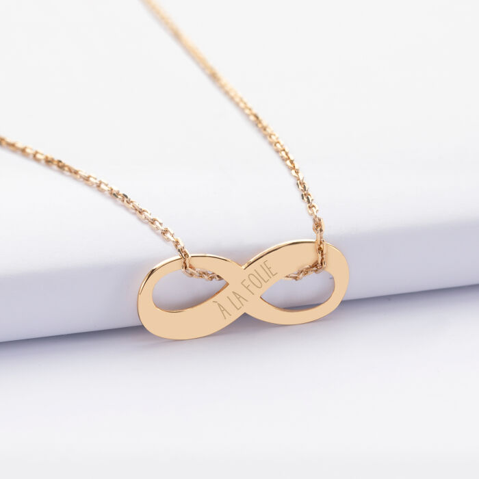Personalized pendant medal engraved gold plated infinity 25x10mm