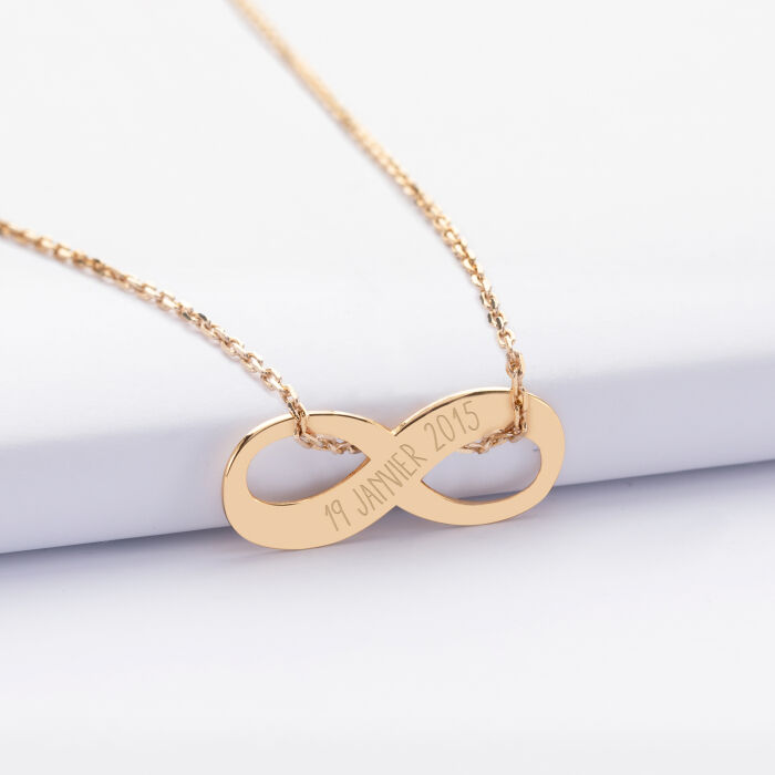 Pendentif personnalisé médaille gravée plaqué or infini 25x10mm - date 2