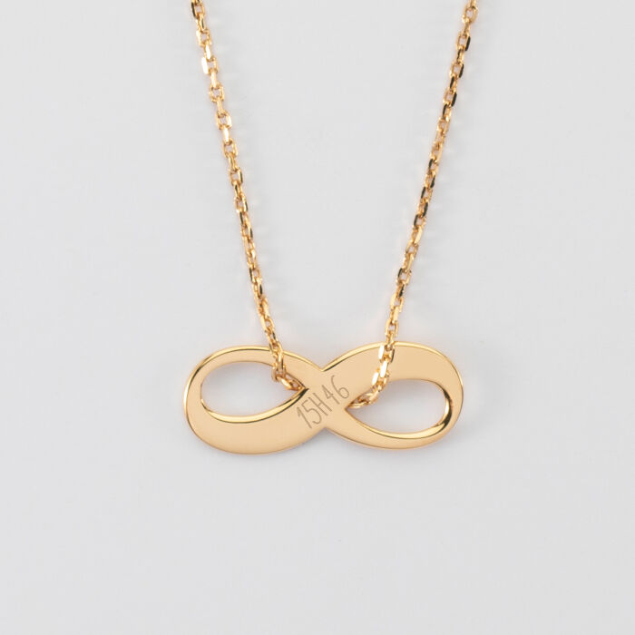 Pendentif personnalisé médaille gravée plaqué or infini 25x10mm - heure