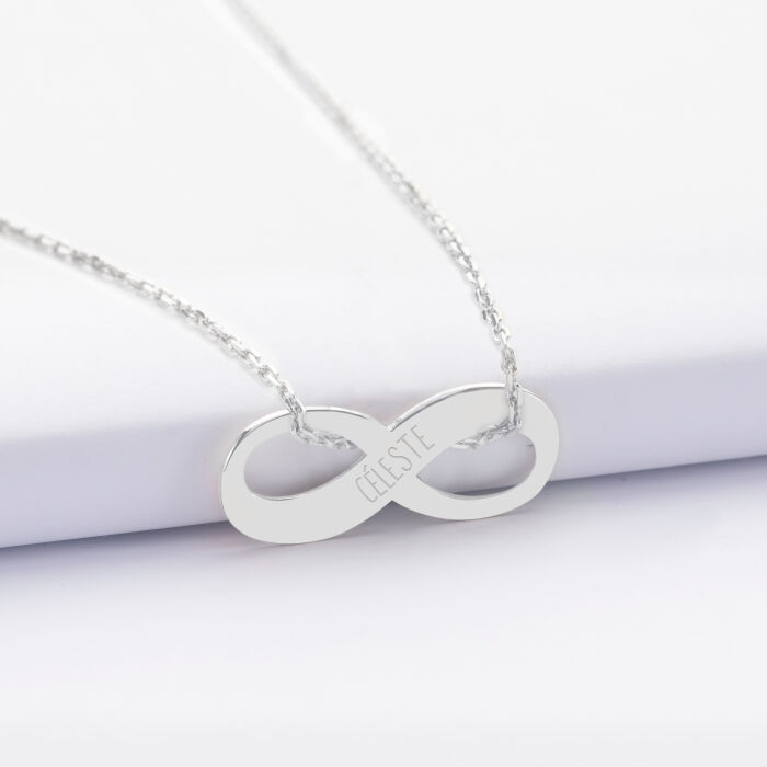 Personalised pendant medal engraved silver infinity 25x10mm