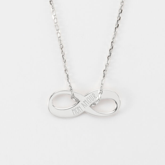Pendentif personnalisé médaille gravée argent infini 25x10mm - texte